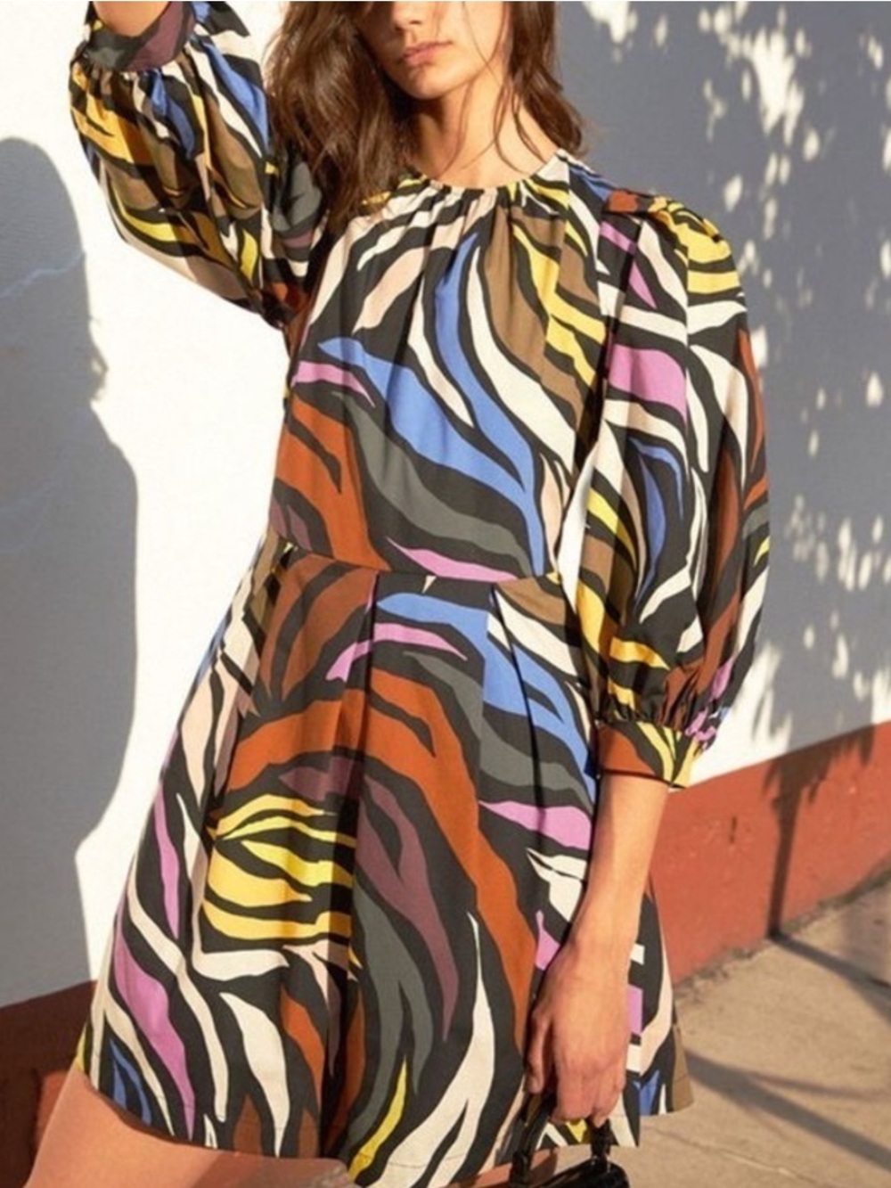 NWT Who What Wear Neon Animal Long Sleeve Mini Dress